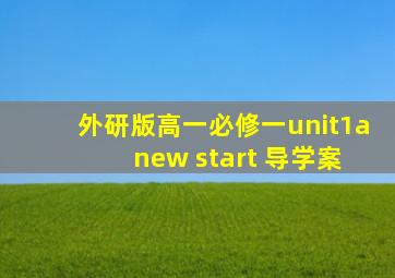 外研版高一必修一unit1a new start 导学案